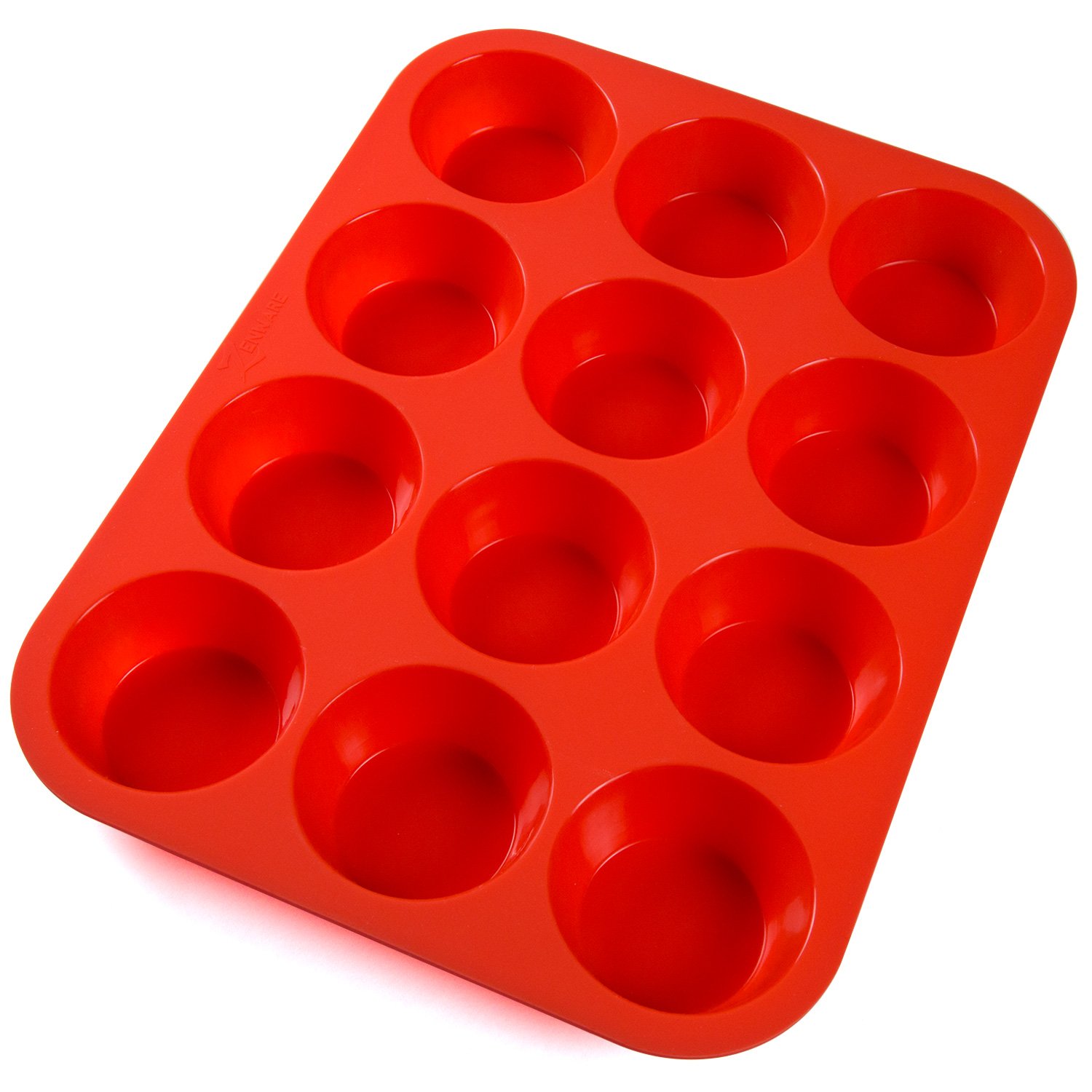 Auxcuiso 24 Cups Mini Muffin Molds Silicone Non Stick Set of 2 Packs Red 